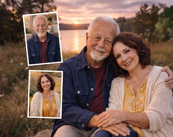 Custom Family Portrait – Add Deceased Loved One to Photo – Merge Photos – Memorial Gift – Loss of Father Mom