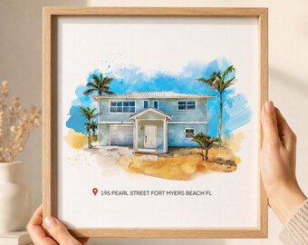 Custom Watercolor House Portrait From Photo, Personalized Housewarming Gift, First Home Painting, Realtor Closing Gift, New Home Art