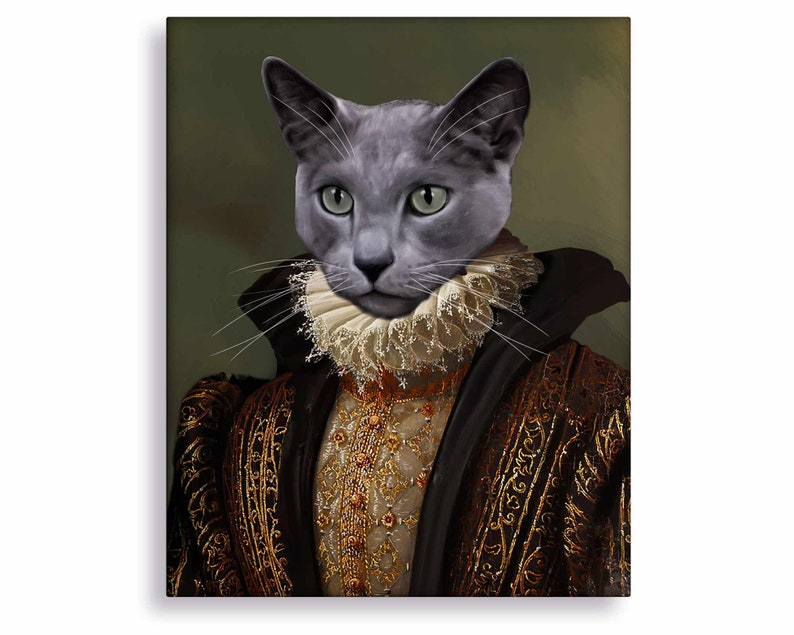 Historical portrait of your dog, cat or any pet. Medieval Female Pet Portrait in Renaissance Settings. Personalized Funny Gift for Her image 1
