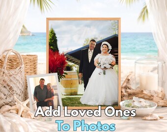 Add Loved One to Photo, Memorial Photo Merge, Custom Memorial Portrait With Deceased Father or Mother with Family, Loss of Loved One Gift