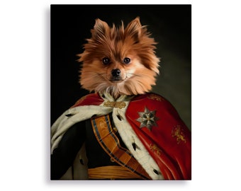 Cat & Dog King Portrait, King Pet Painting From Photo, Dog Royal Portraits On Canvas, Cat Royal Portrait, Animal Portrait Themed Gift