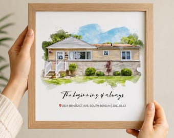 Watercolor Home Portrait, House Painting, Housewarming Gift, Our First Home Sweet Home Sign, Custom House Portrait, New Home Realtor Gift