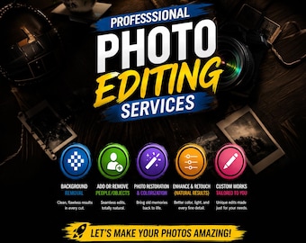 Custom Photo Editing, Photo Enhance, Photo Restoration, Background Remove, Person Removal, Add Person To Photo, Retouch Image, Colorize Pic