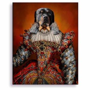 The Baroness Costume Royal Portrait, Cat and Dog Portrait, Dog Picture From Photo, Queen or Princess Portrait, Female Cat and Dog Gifts
