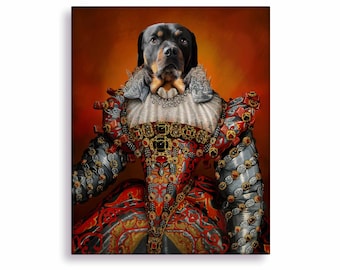 The Baroness Costume Royal Portrait, Cat and Dog Portrait, Dog Picture From Photo, Queen or Princess Portrait, Female Cat and Dog Gifts