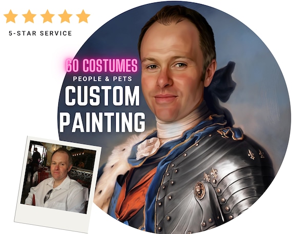 Custom Oil Painting of your Husband or Boyfriend as a 18th Century Renaissance Duke Replace Face Portrait Painting from photo,