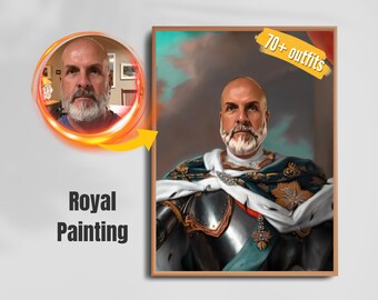Medieval Portrait, Knight Painting in Armor, King Portrait, Funny Gift for Husband or Dad