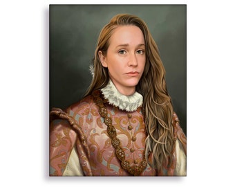 Custom Tudor Portrait, Elizabethan Painting, Renaissance Woman Art, Gift for Wife or Girlfriend
