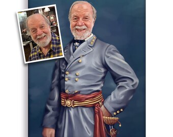 Civil War Confederate Painting - Custom Southern General Robert E Lee Portrait - History Buff Gift For Husband Dad
