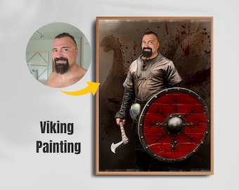 Custom Viking Portrait, Historical Viking Portrait, Renaissance Wall Art, Fantasy Portrait, Fathers Day Gift, Family & Couple Art
