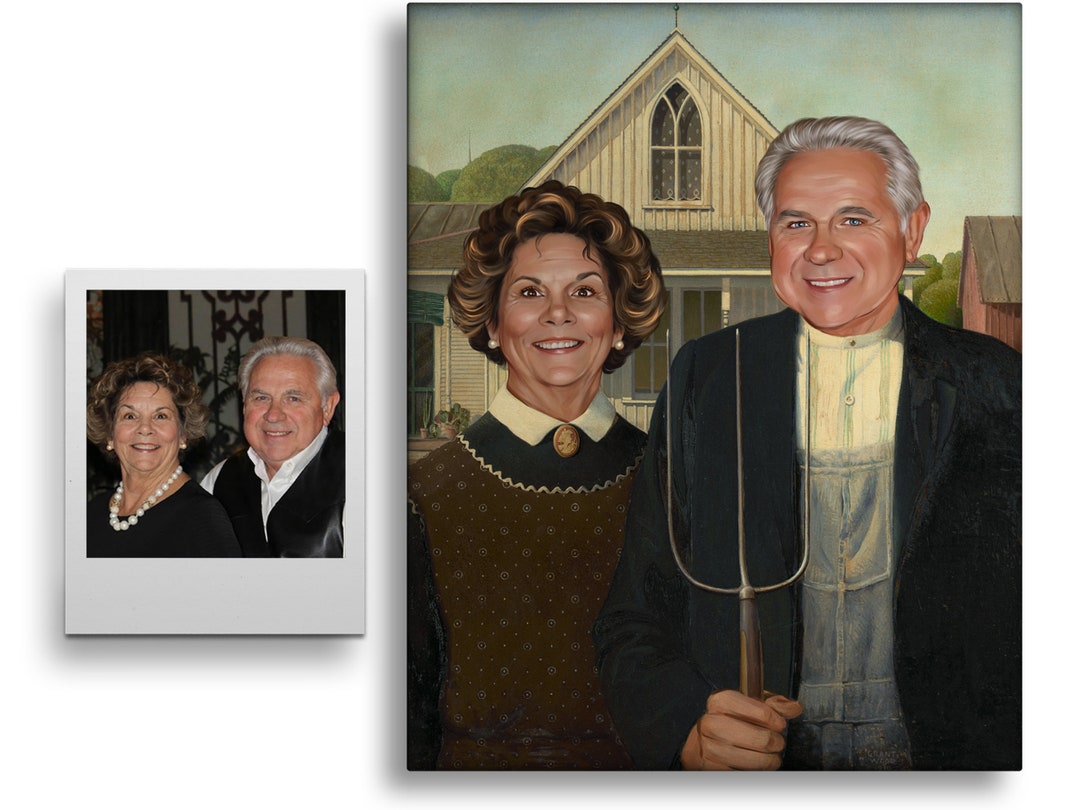 Farmer And Wife Painting American Gothic Parody Grant Wood Etsy Il 1080xN.4287024995 Cs3g