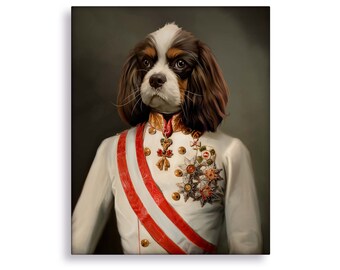 Custom Prince Portrait, Royal Dog Painting, Cavalier King Charles Spaniel Portrait, Gift for Dog Lovers