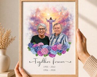Grandma Grandpa Memorial Portrait – Custom Grandparent Watercolor Painting, In Loving Memory Illustration, Personalized Remembrance Gift