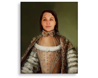 Custom Baroque Portrait, Rococo Painting, 18th Century Corset Gown, Gift for Wife or Girlfriend