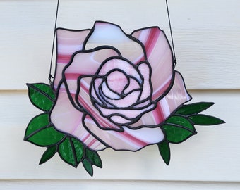 Pretty in Pink Realistic Rose, XL Suncatcher