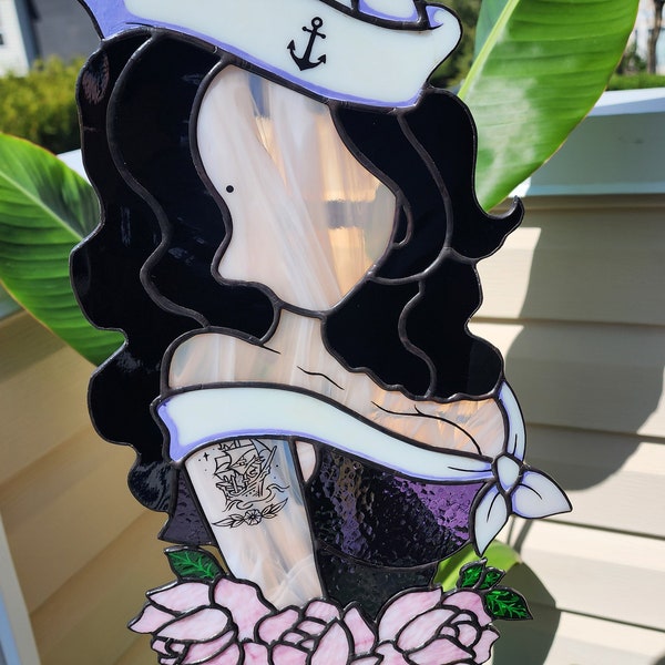 Pin Up Sailor, Stained Glass Suncatcher