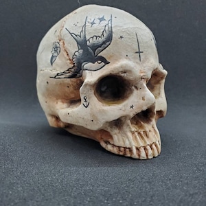 Replica Skull Collectible, Tattoo Art Inspired Traditional