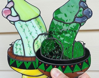 Cheeky Cactus Stained Glass Suncatcher