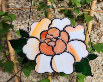 Peony Stained Glass Suncatcher
