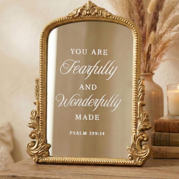 Gold Mirror Sign Birthday Gift to Daughter from Mom Vanity Scripture Verse Wall Art Christian Home Decor Gold Frame Mirror Sign Decal