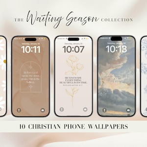 Fondo de pantalla para teléfono con versículo bíblico estilo boho cristiano, pantalla de bloqueo neutral para mujeres, descarga digital, basado en la fe.