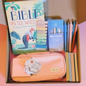 Kit per lo studio della Bibbia in scatola regalo cristiana, libro di studio, diario, guida alla fede, crescita spirituale, set per lo studio della Bibbia, idea regalo religiosa