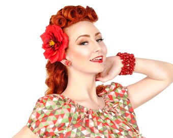 April Moon Rose - Red - Pinup Hair Flower