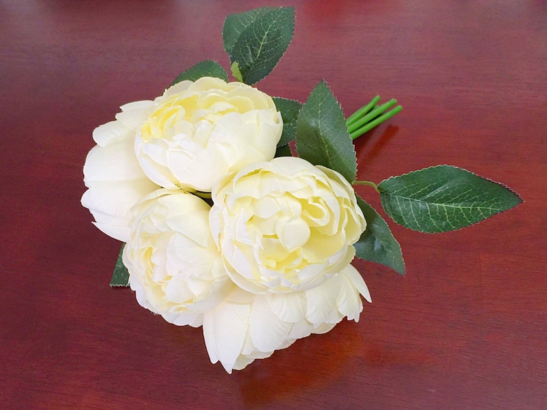 6 Blooms Peony Bouquet Silk Flowers Bridal Wedding Bouquet Party or Home Decorative Flower Arrangement Bridal Bouquet Table Centerpiece