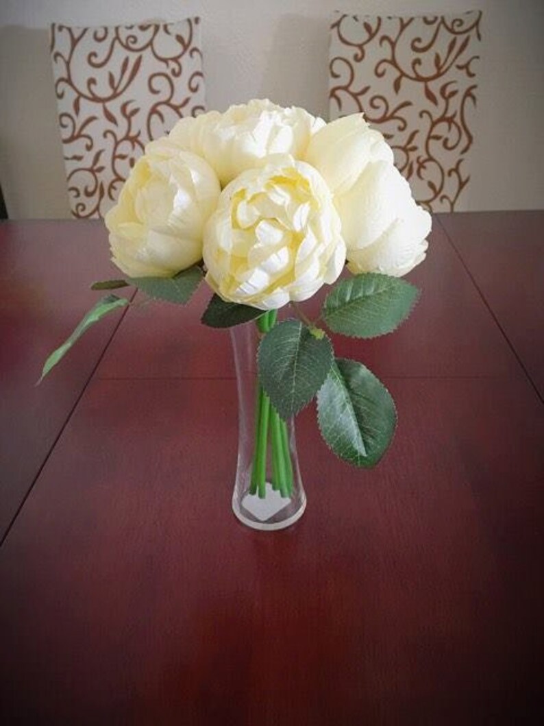 6 Blooms Peony Bouquet Silk Flowers Bridal Wedding Bouquet Party or Home Decorative Flower Arrangement Bridal Bouquet Table Centerpiece