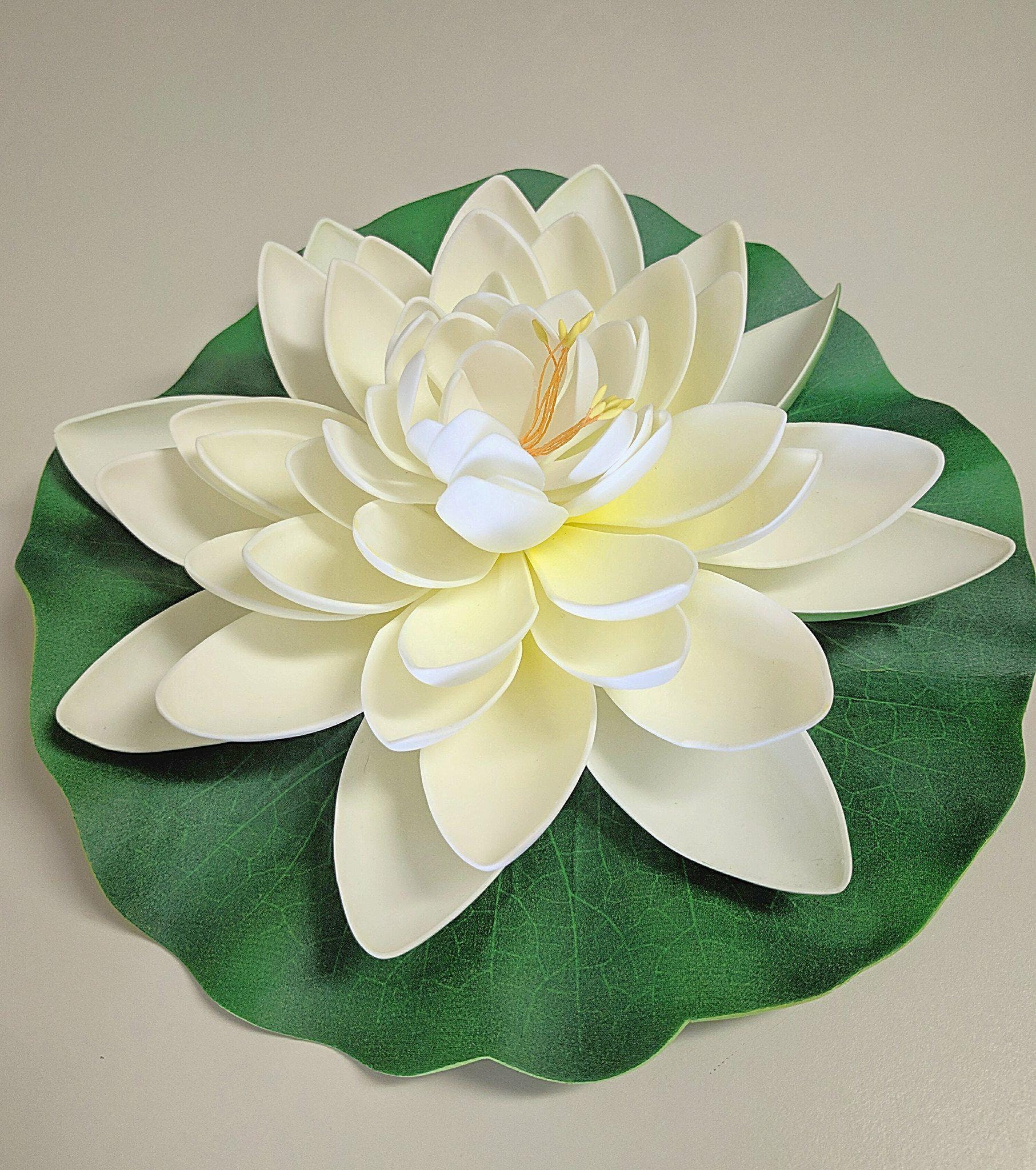 LOT 2Pcs Large 11 Creamy White Artificial Water Lily Etsy