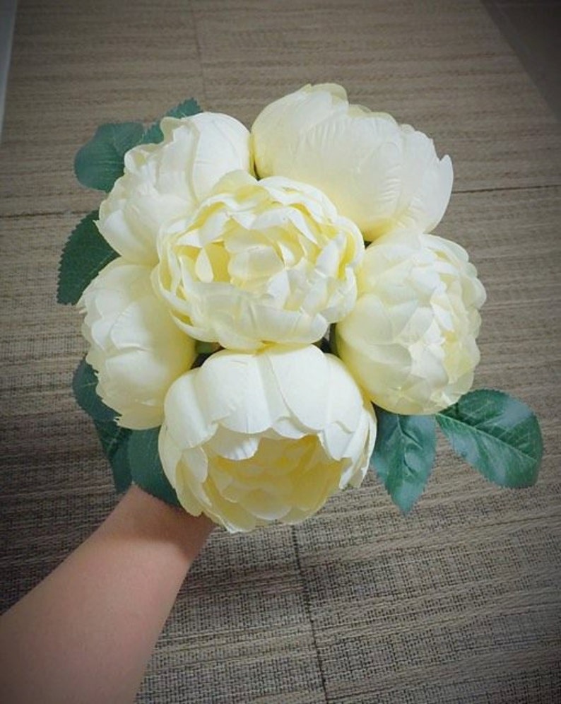 6 Blooms Peony Bouquet Silk Flowers Bridal Wedding Bouquet Party or Home Decorative Flower Arrangement Bridal Bouquet Table Centerpiece
