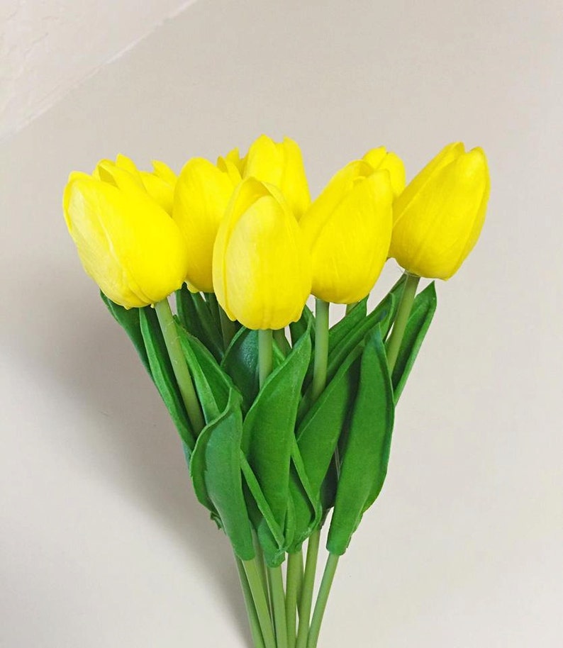 10/20/30 Stems Yellow Real Touch Artificial Tulip for Wedding Etsy