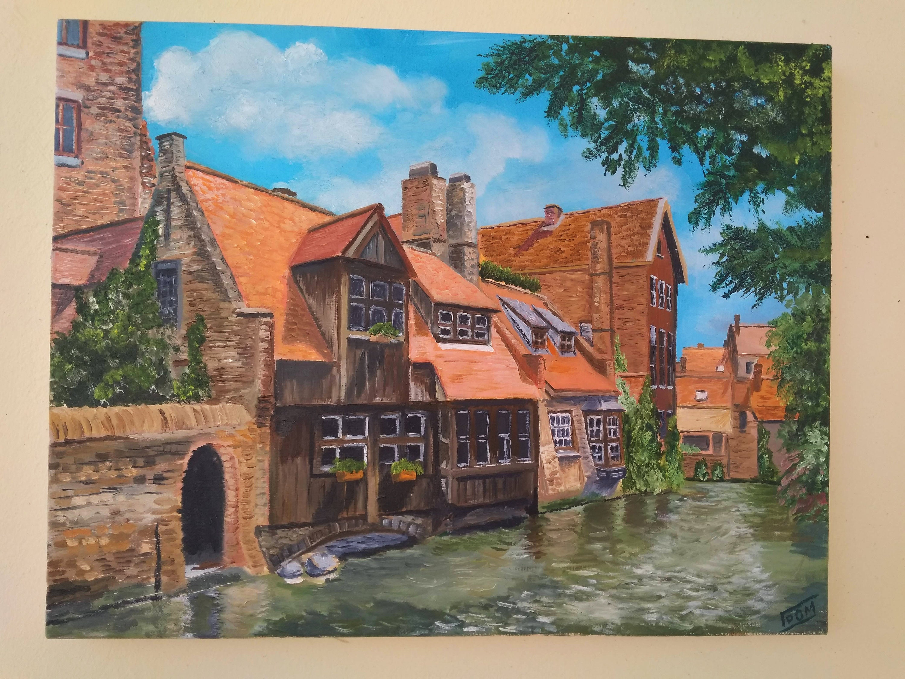 European Old Town Original Oil painting On stretched canvas Etsy