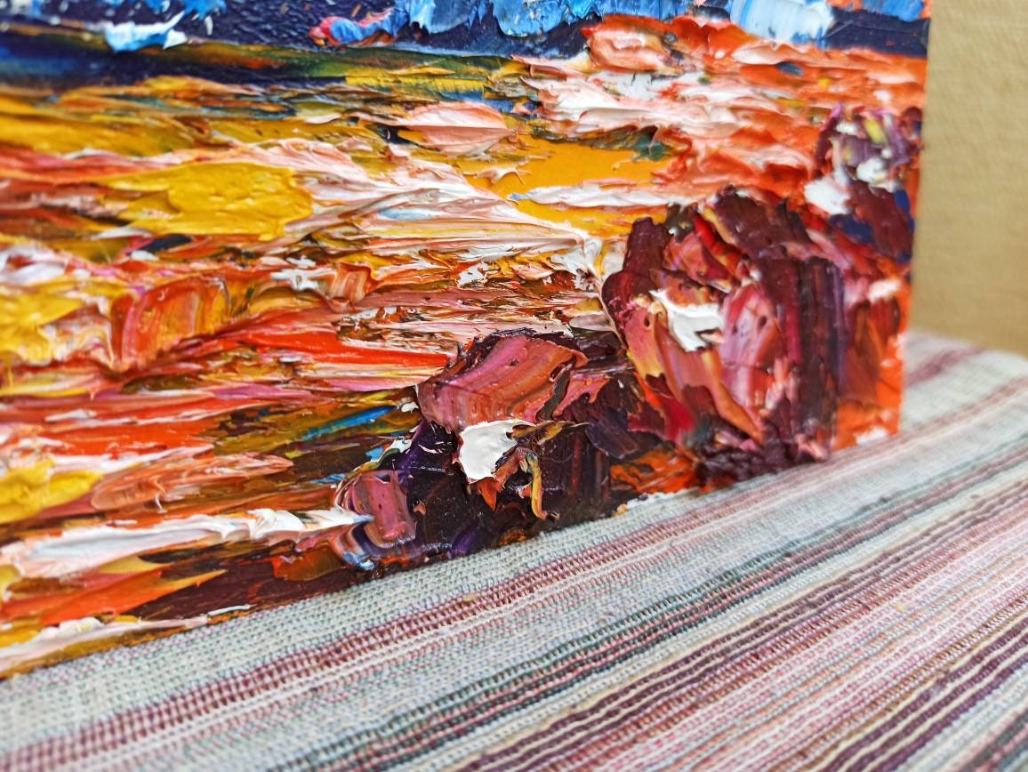 Amazing Sunset Original Oil Impasto Painting on hardboard Etsy