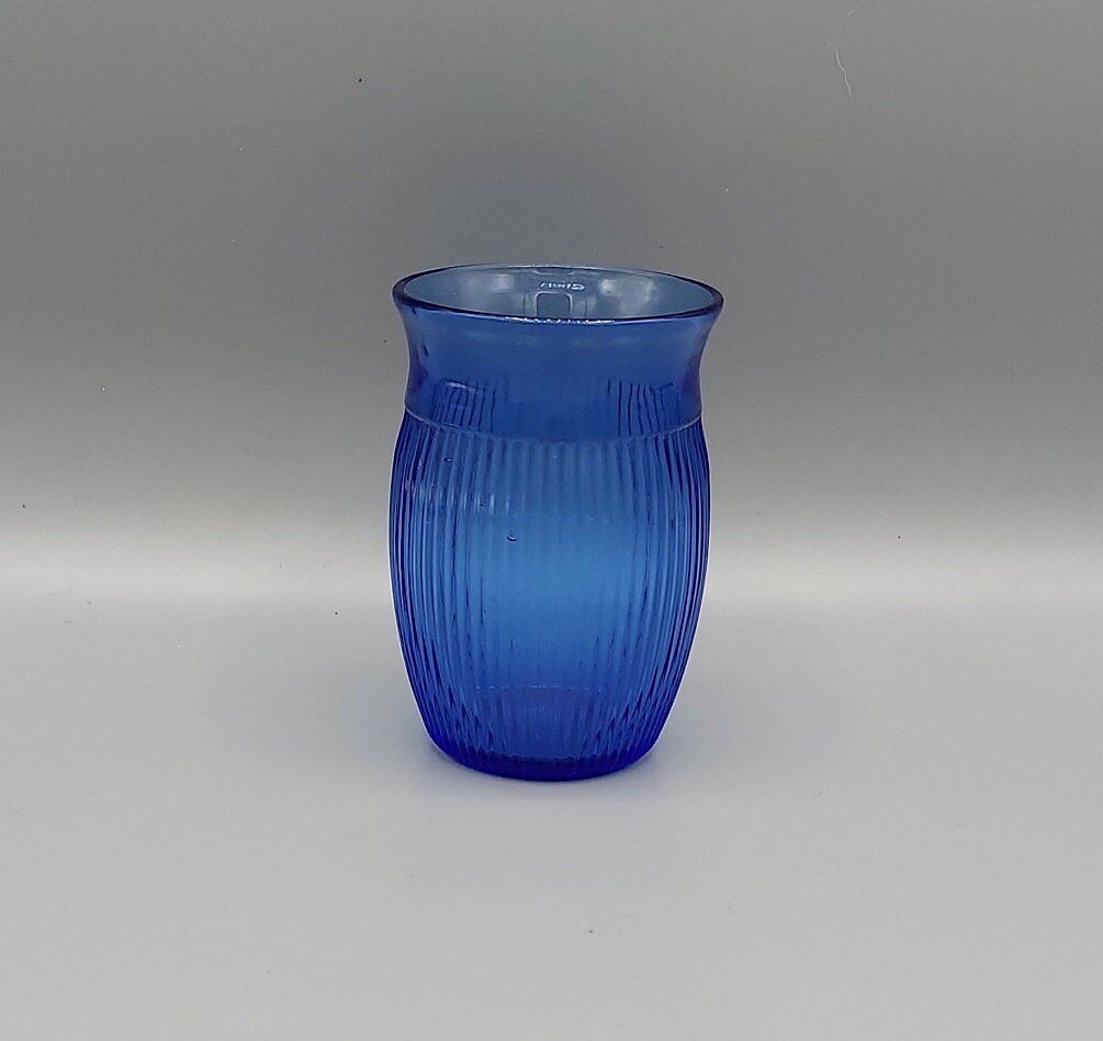 Cobalt Blue Fine Rib Hazel Atlas Glass Juice Tumbler Etsy