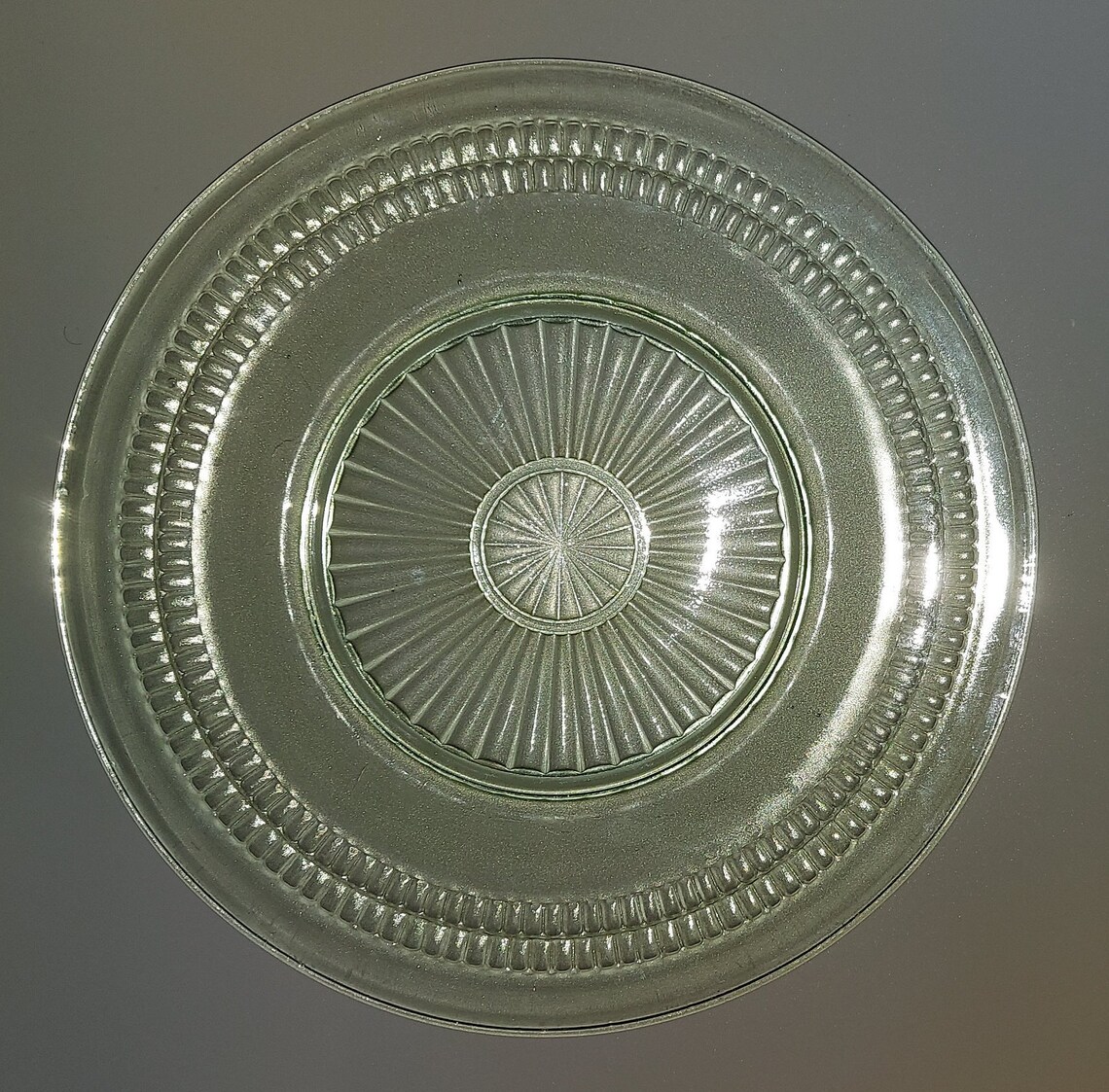 Green Roulette Depression Glass Plate Etsy