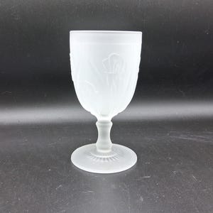 Frosted Iris Depression Glass Goblet