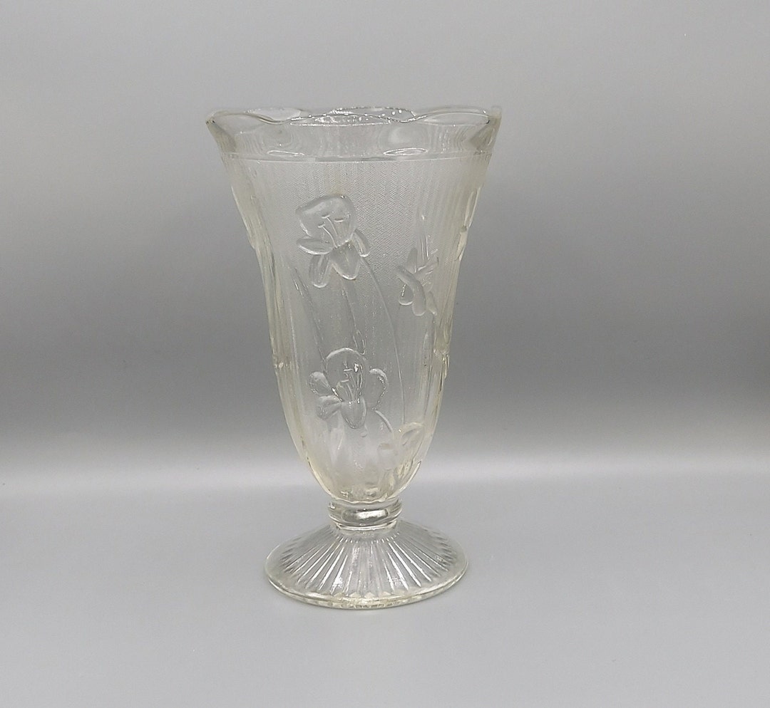 Iris Depression Glass Vase Etsy