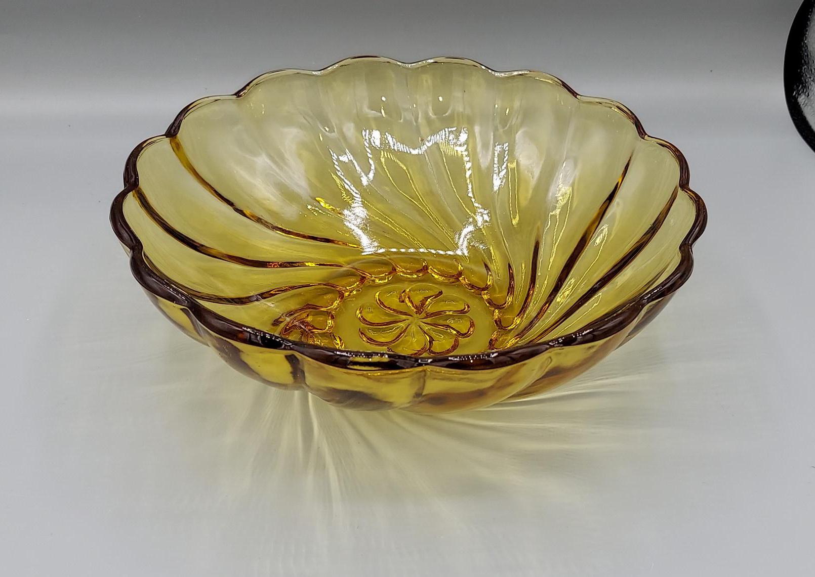 Hazel Atlas Amber Swirl Bowl