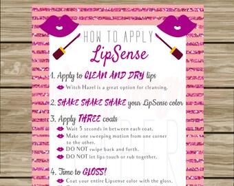 LipSense How to Apply Card Blue Pink Purple Floral