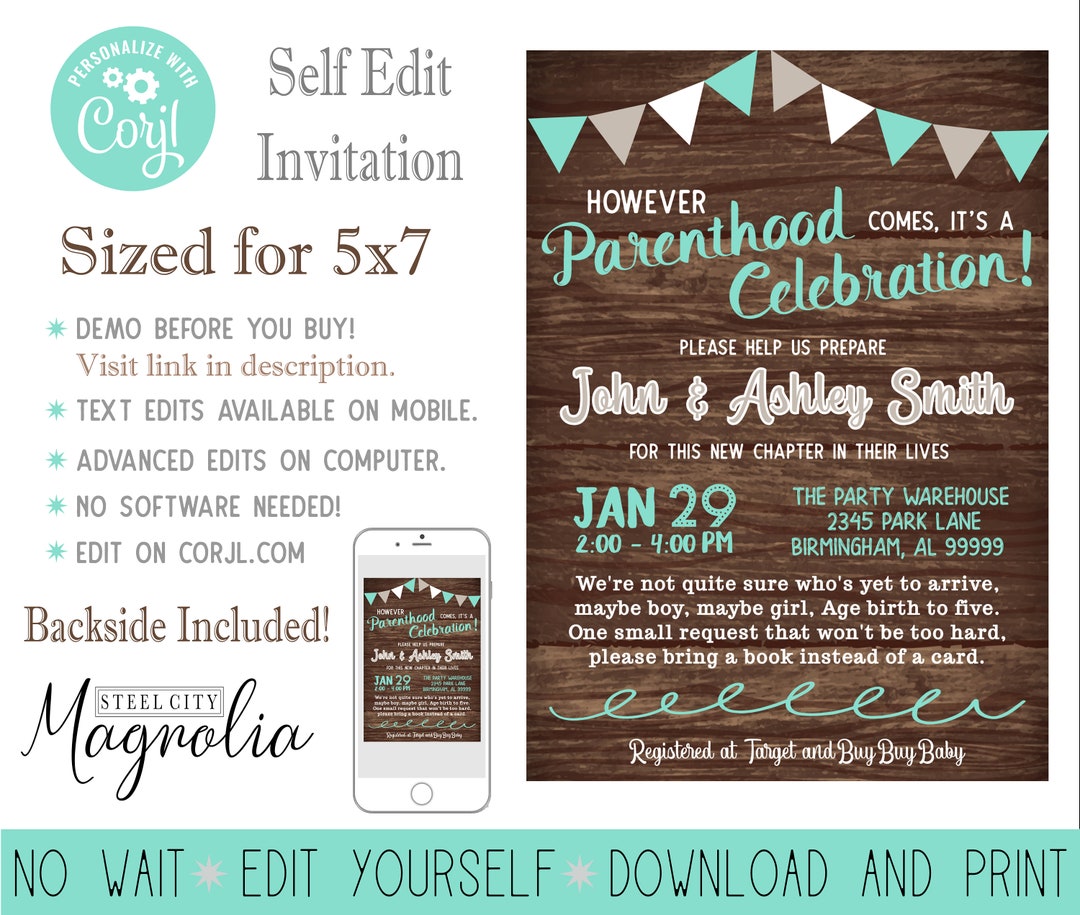 Editable Parenthood, Adoption Foster, Baby Shower Invite, Colors