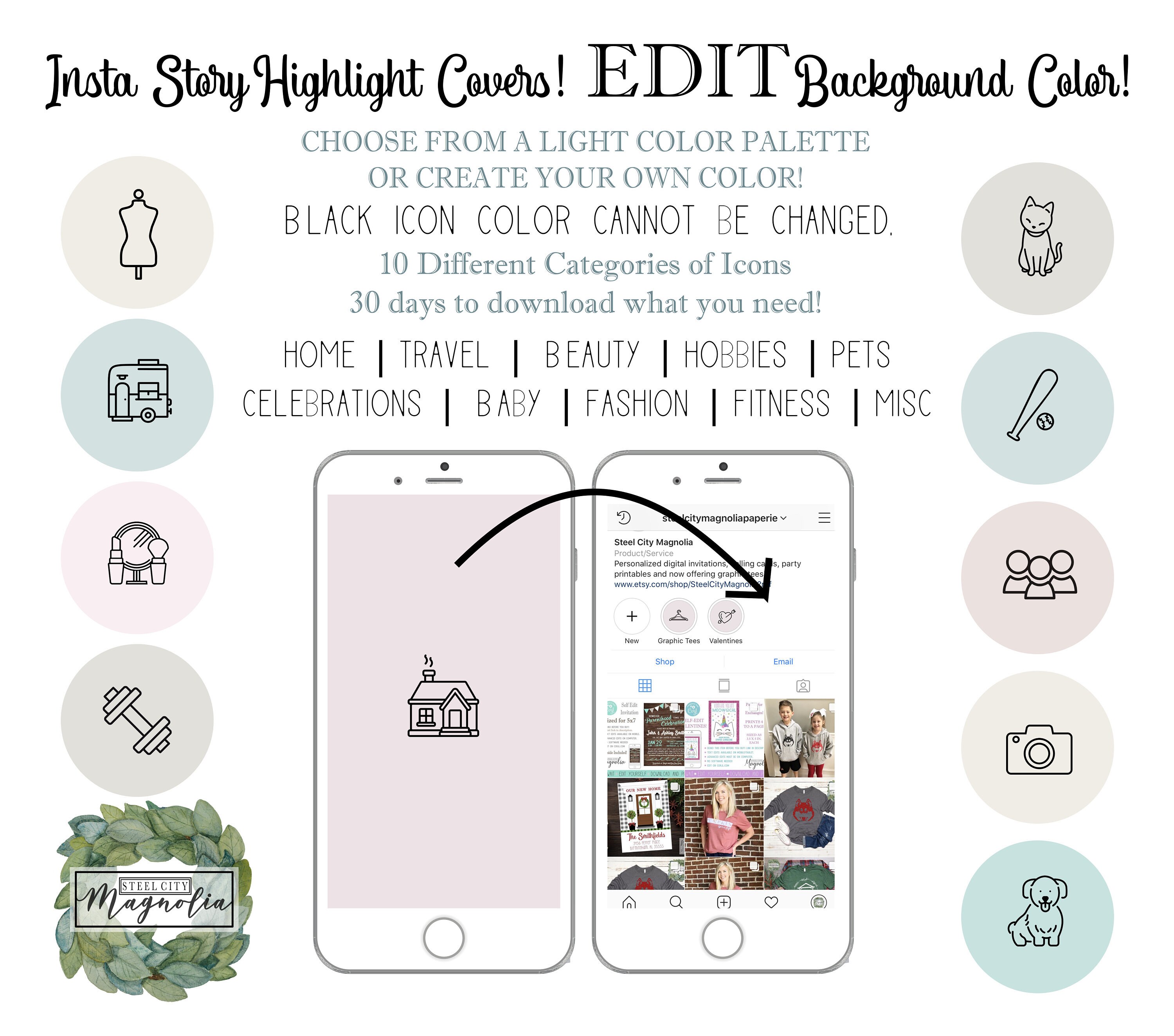 Edit Yourself Background Color Instagram Story Highlight Etsy