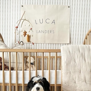 Personalized Name Banner for Babies & Kids | Custom Canvas Name Banner | Name Tapestry | Various Size Name Flags | Baby Shower Nursery Gift