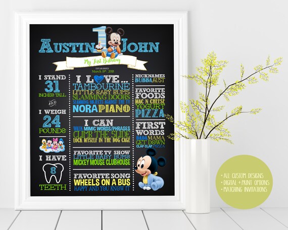 Baby Mickey Baby Minnie Mouse First Birthday Custom Etsy