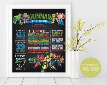 Transformers aangepaste schoolbord verjaardag poster teken