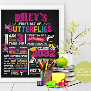 First Day of School Pre-K, Kindergarten, Grade School Custom Chalkboard Poster Sign