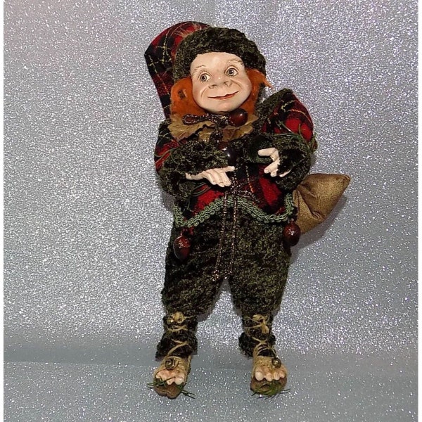 Vintage Woodland Elf Christmas Figurine Doll  15”