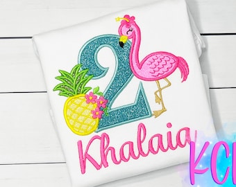 Flamingo Birthday Shirt | Flamingo 2nd Birthday Shirt | 2nd Birthday Flamingo Shirt  | Tropical Birthday Outfit | 2nd Birthday Girl Shirt