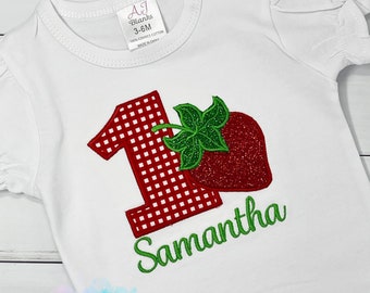 Berry Sweet One Embroidered 1st Birthday Girl Shirt