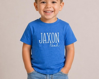 Custom Toddler Boy Cotton Tee, Embroiderd Monogram Shirt
